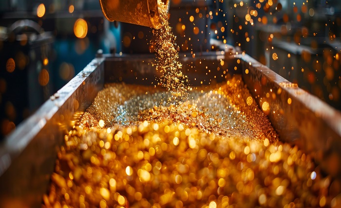 gold ore being refined