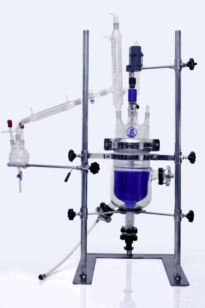 jacketed glass reactor system used for chemical reactions and laboratory processes