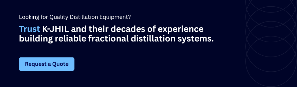 CTA banner to request a quote for high quality fractional distillation systems by K-JHIL