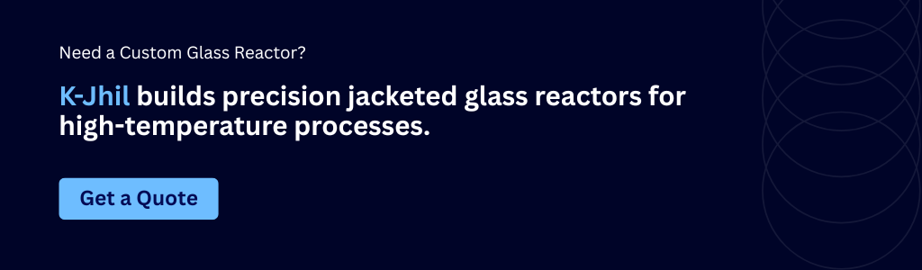 CTA banner to get a quote for custom jacketed glass reactors for high temperature chemical processes by K-JHIL