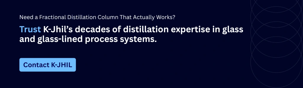 Fractional distillation column in glass and glass-lined systems engineered by K-Jhil