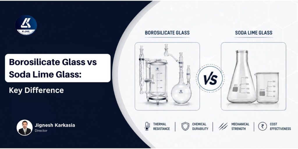Borosilicate glass vs soda lime glass comparison showing differences in thermal resistance, chemical durability, and industrial applications