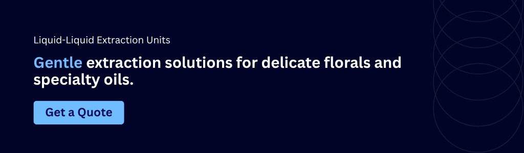 Liquid-liquid extraction unit CTA banner for gentle extraction of florals and specialty oils